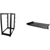 StarTech.com 4-Post 12U Mobile Open Frame Server Rack, 19in Network Rack with Wheels, Rolling Rack for Computer/AV/Data/IT Equipment – Casters, Leveling Feet or Floor Mounting (4POSTRACK12U)(25U)