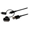 StarTech.com USB Multi Charging Cable – 3.3 ft / 1m – Lightning / USB-C / Micro-USB – Braided – MFi Certified – USB 2.0 – 3 in 1 Charging (LTCUB1MGR) Silver(8-pin lightning|micro-USB|30-pin dock)