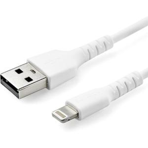 StarTech.com 3 Foot (1m) Durable Black USB-A to Lightning Cable – Heavy Duty Rugged Aramid Fiber USB Type A to Lightning Charger/Sync Power Cord – Apple MFi Certified iPad/iPhone 12 (RUSBLTMM1MB)(White)