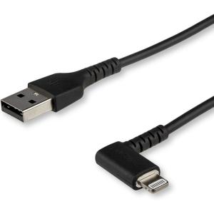 StarTech.com 3ft (1m) Durable USB A to Lightning Cable – Black 90° Right Angled Heavy Duty Rugged Aramid Fiber USB Type A to Lightning Charging/Sync Cord – Apple MFi Certified – iPhone (RUSBLTMM1MBR)(Black)