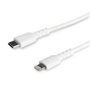 StarTech.com 6ft (2m) Durable USB-C to Lightning Cable – Right-Angled Heavy Duty USB Type-C to Lightning Charging/Sync Cord – Apple MFi Certified – Rugged iPhone Lightning Cable (RUSB2CLTMM2MR)(White)
