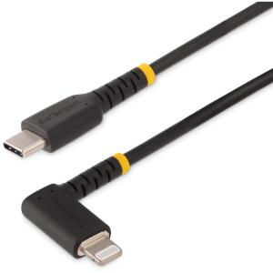 StarTech.com 6ft (2m) Durable USB-C to Lightning Cable – Right-Angled Heavy Duty USB Type-C to Lightning Charging/Sync Cord – Apple MFi Certified – Rugged iPhone Lightning Cable (RUSB2CLTMM2MR)(Black)