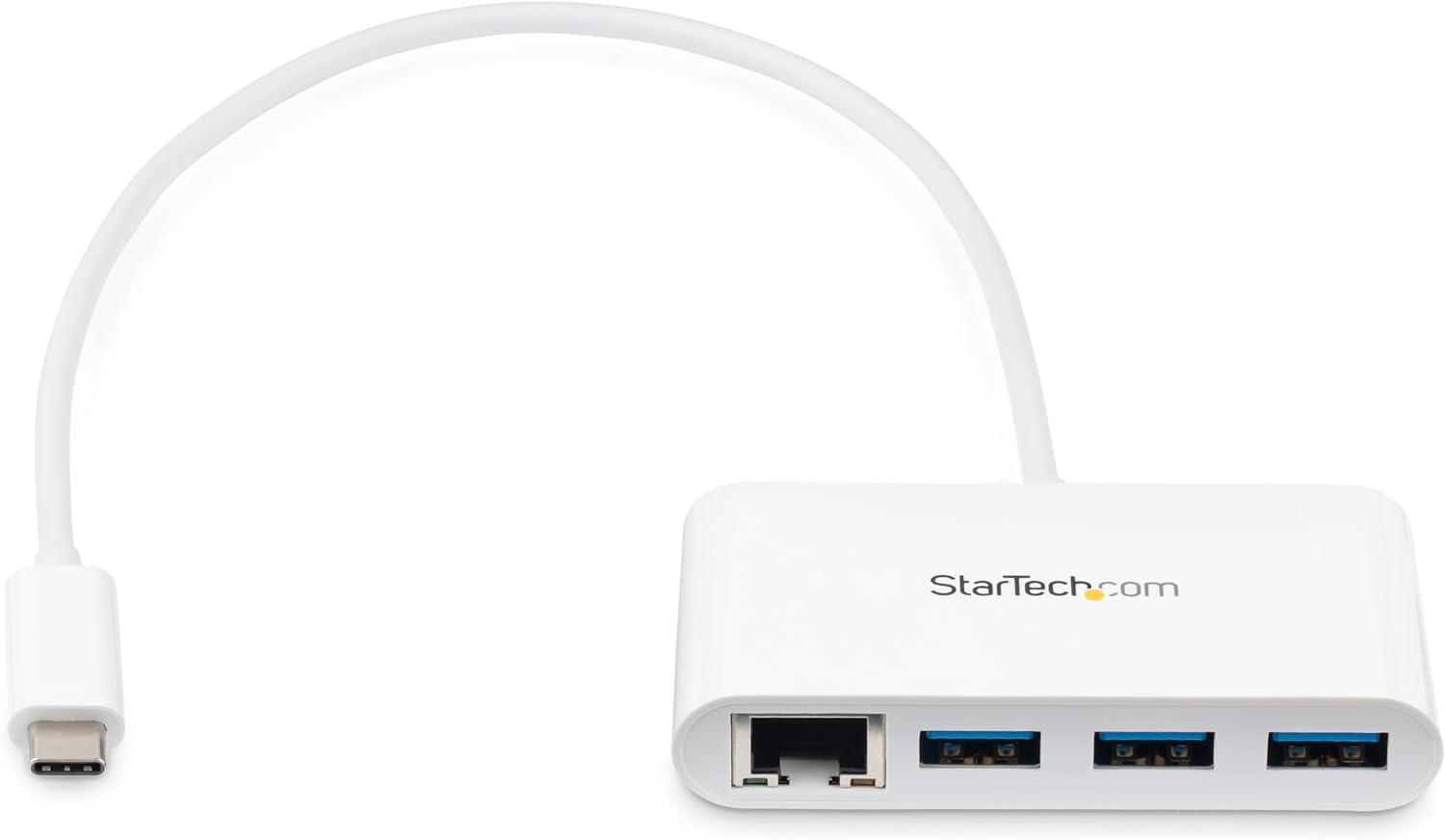 imageStarTechcom 3 Port USB C Hub wGigabit Ethernet USB Type C to 3 x USBA Multi Port USB 30 Hub for MacBook Pro HB30C3A1GEA White