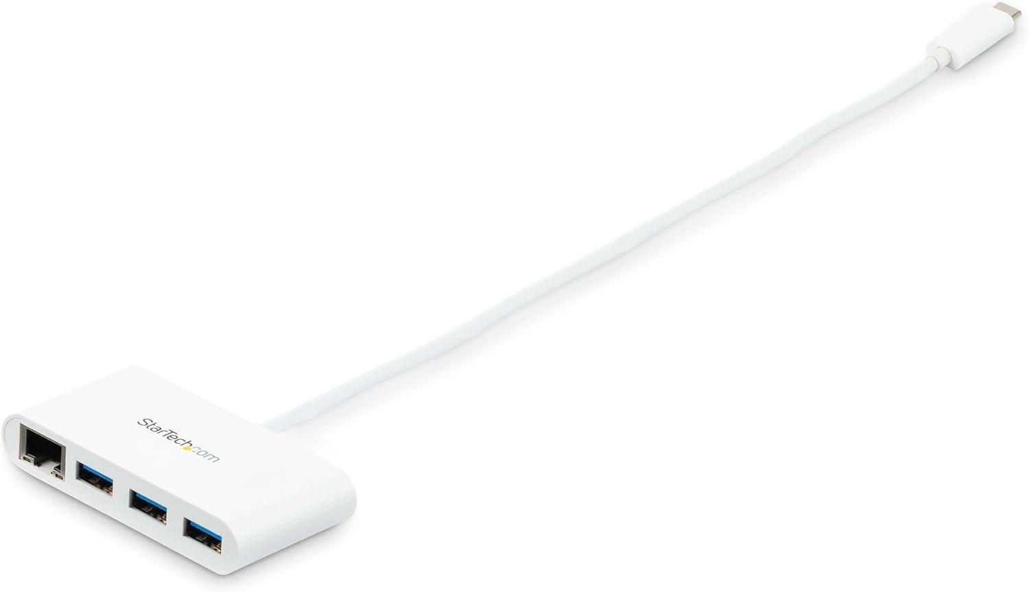 imageStarTechcom 3 Port USB C Hub wGigabit Ethernet USB Type C to 3 x USBA Multi Port USB 30 Hub for MacBook Pro HB30C3A1GEA White