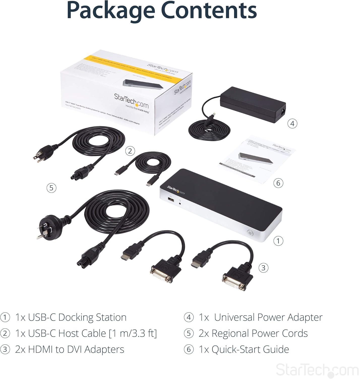 imageStarTechcom Dual Monitor USB C Docking Station with 60W Power Delivery for Windows Laptops  USB C to HDMI or DVI Dock  USB 31 Gen 1 Type C Dock w Charging  Thunderbolt 3 Compatible MST30C2HHPD