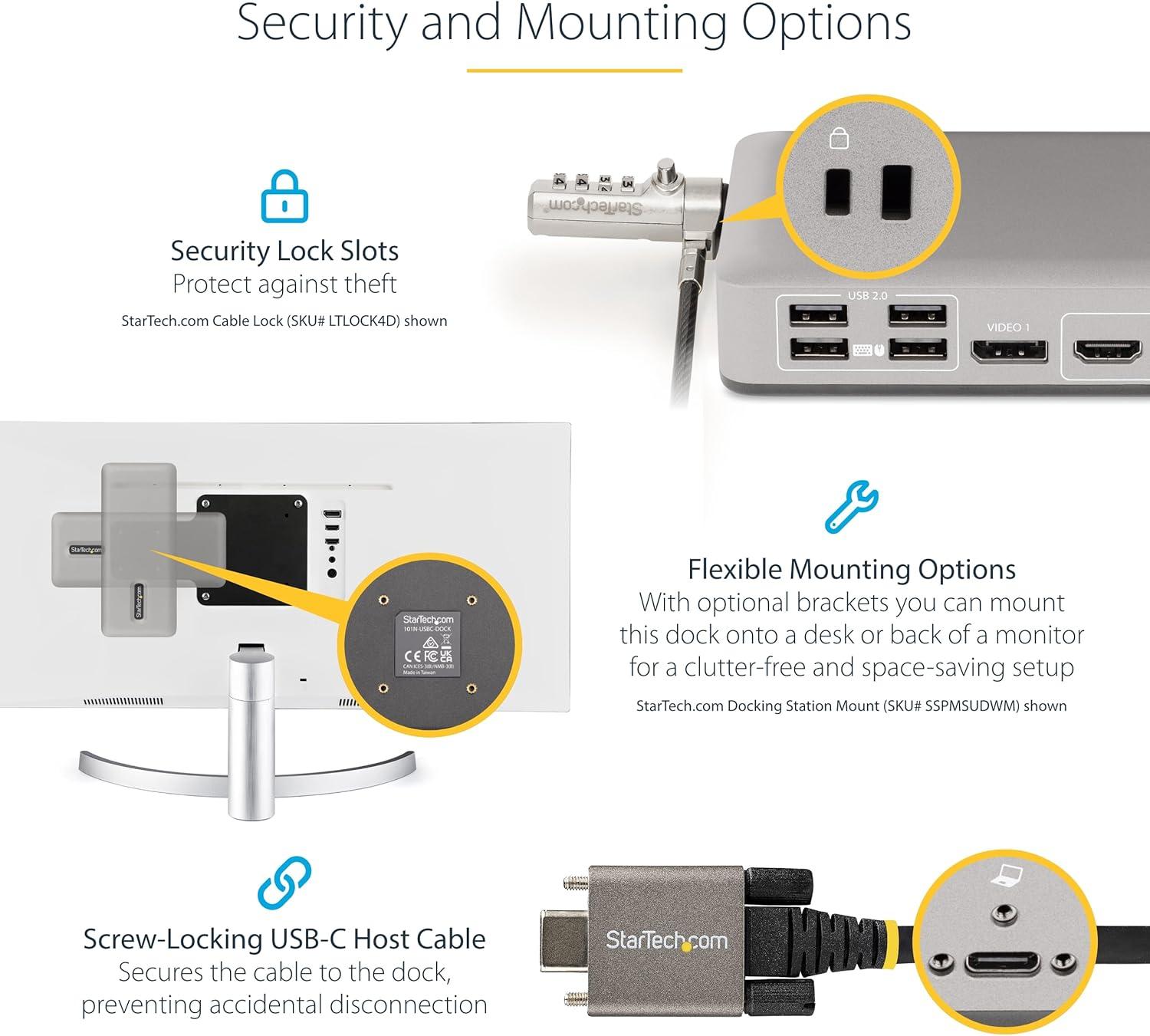 imageStarTechcom DualMonitor USBC Docking Station DisplayPort ampamp HDMI or VGA Multi Monitor Dock up to 4K 60Hz  USB 3231 5Gbps TypeC Dock  7X USB Hub 85W PD Windows ampamp ChromeOS TAA