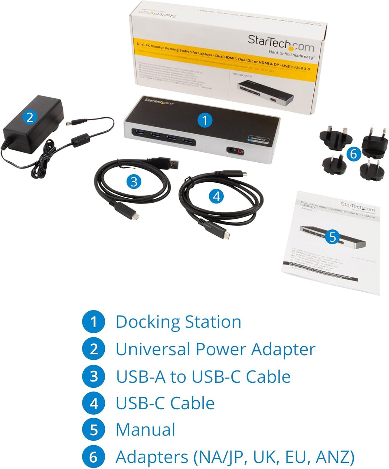 imageStarTechcom USBC ampamp USBA Dock  Dual Monitor 4K 60Hz Dock DisplayPort  HDMI  Hybrid USB 30 Docking Station for USBCUSBA Laptops  6x USB TypeA GbE  USB 31 Gen 1  MacWindows DK30A2DH
