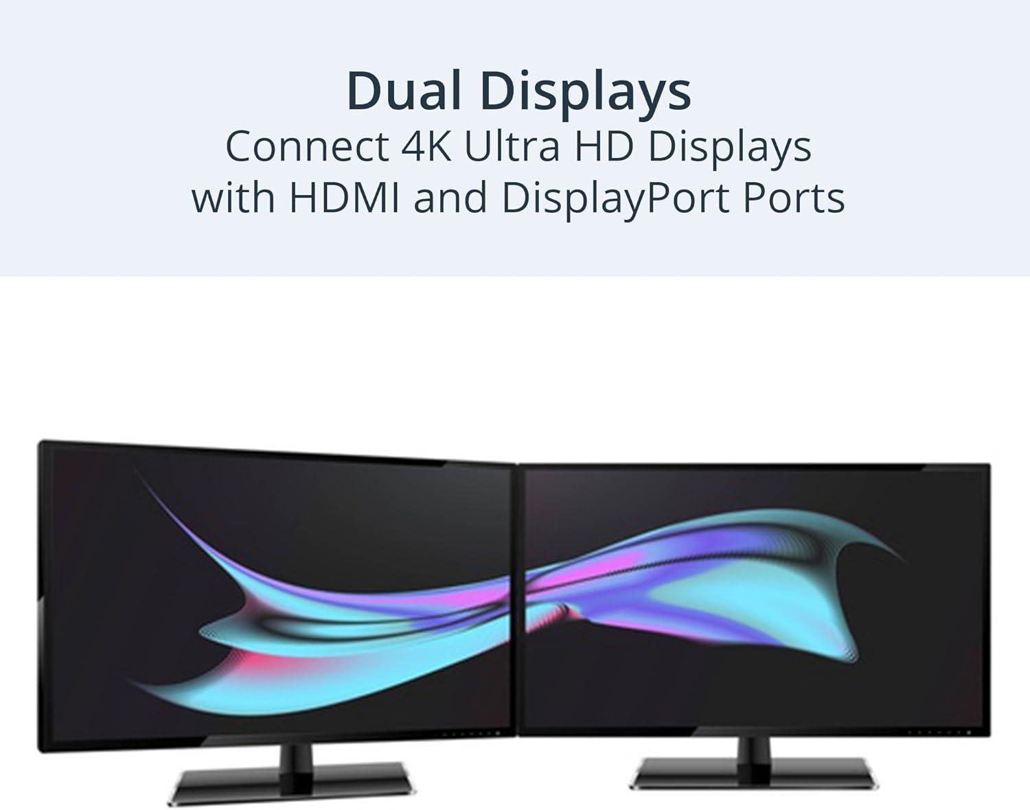 imageStarTechcom USBC ampamp USBA Dock  Dual Monitor 4K 60Hz Dock DisplayPort  HDMI  Hybrid USB 30 Docking Station for USBCUSBA Laptops  6x USB TypeA GbE  USB 31 Gen 1  MacWindows DK30A2DH
