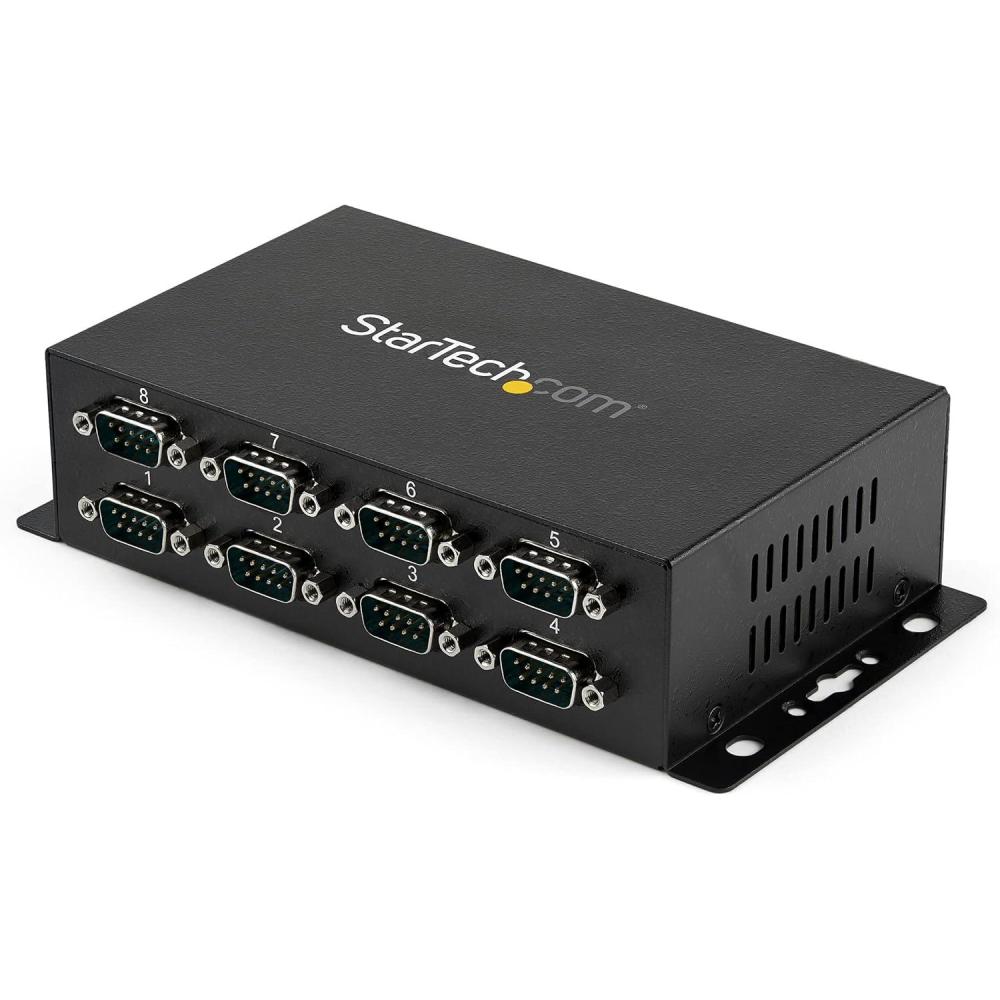 imageStarTech 8 Port USB to Serial RS232 Adapter  Wall Mount  Din Rail  COM Port Retention  FTDI USB to DB9 RS232 Hub TAA ICUSB2328I8Port
