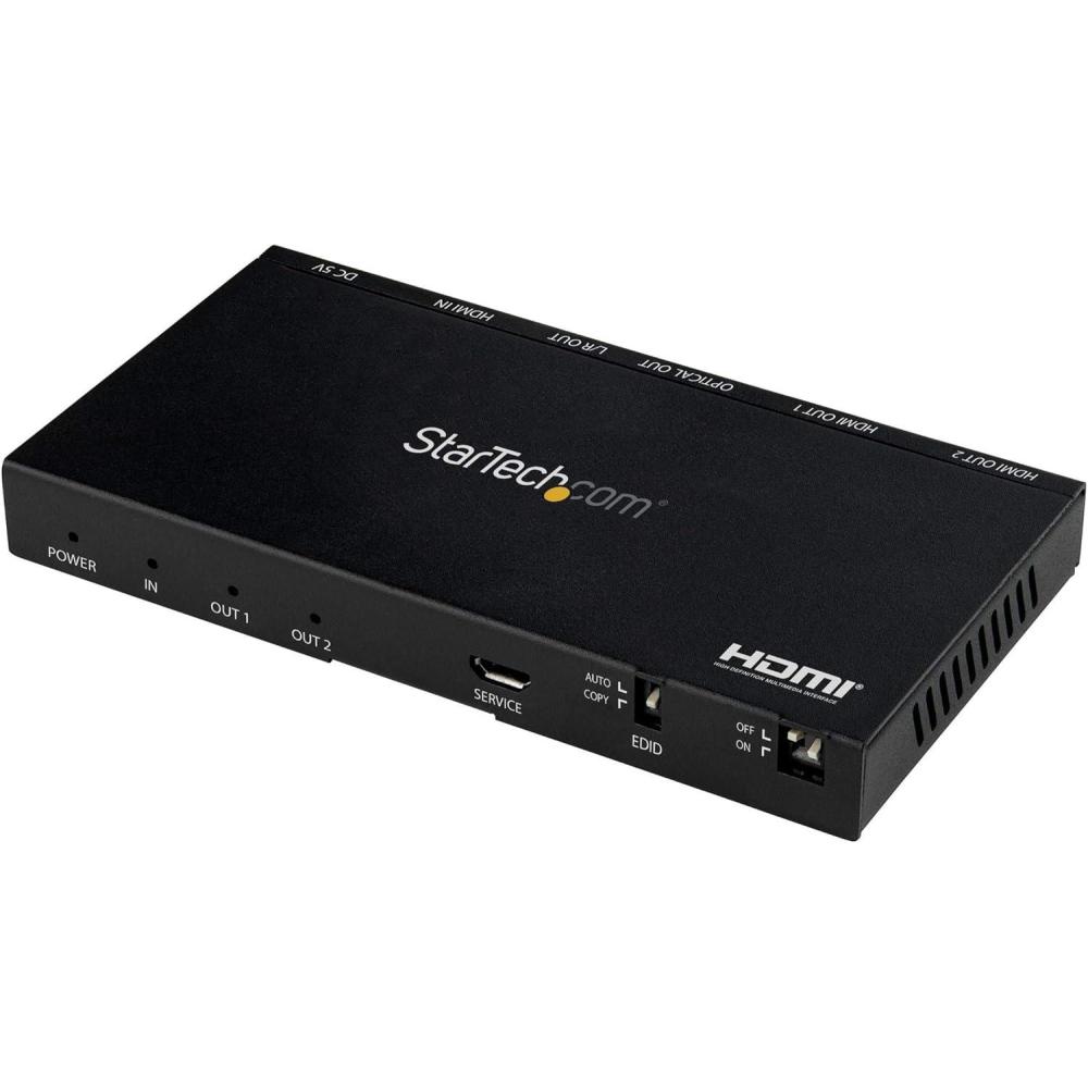 imageStarTech HDMISPLITTER44K60S 35 mm HDMI Splitter  4Port 4K 60Hz Builtin Scaler  Optical Audio2port
