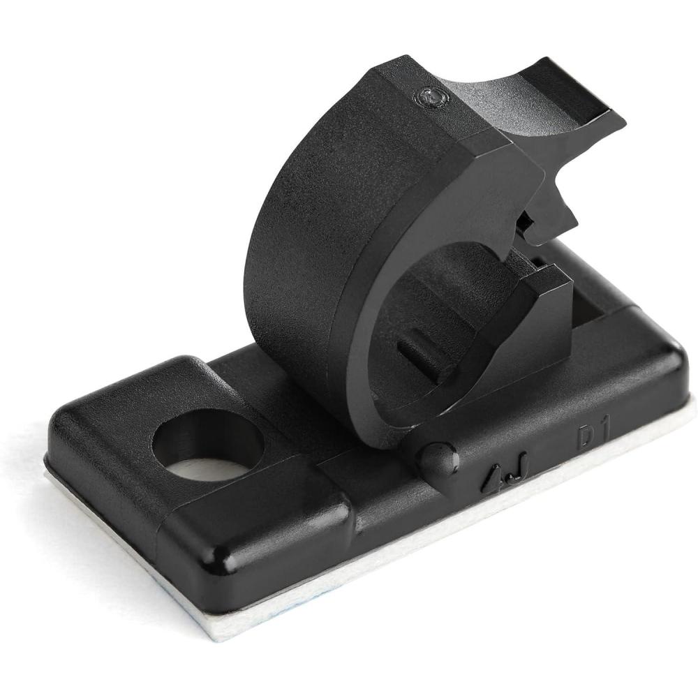 imageStarTechcom 100 Adhesive Cable Management Clips Black  NetworkEthernetOffice DeskComputer Cord Organizer  Sticky CableWire Holders  Nylon Self Adhesive Clamp UL94V2 Fire Rated TAASmall  021 in 55 mm max diameter