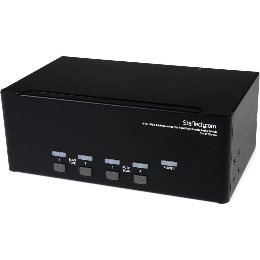 imageStarTechcom 2 Port Triple Monitor DVI USB KVM Switch with Audio ampamp USB 20 Hub  Multi Monitor KVM  Dual Port KVM Switch SV231TDVIUABlack4 Port