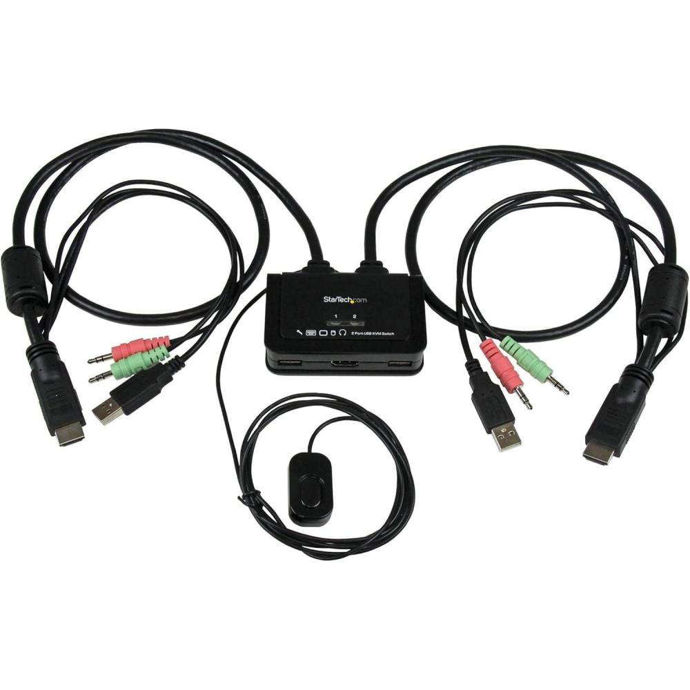imageStarTechcom 2 Port USB HDMI Cable KVM Switch with Audio and Remote Switch  USB Powered KVM with HDMI  Dual Port HDMI KVM Switch SV211HDUABlackHDMI
