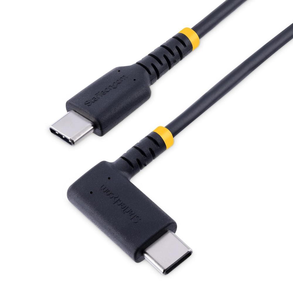imageStarTechcom 20in 50cm USB C Charging Cable Coiled Heavy Duty Fast Charge ampamp Sync USBC Cable USB 20 TypeC Cable Rugged Aramid Fiber Durable Male to Male USB Cable Black R2CCC50CUSBCABLEright angle