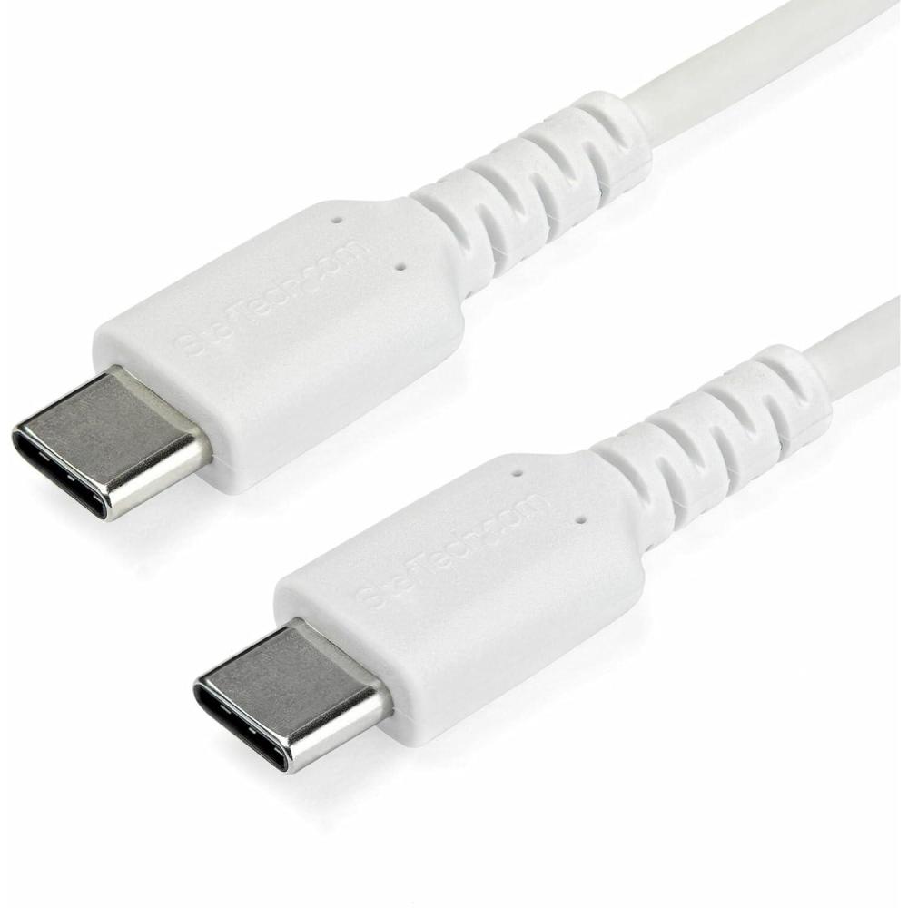 imageStarTechcom 20in 50cm USB C Charging Cable Coiled Heavy Duty Fast Charge ampamp Sync USBC Cable USB 20 TypeC Cable Rugged Aramid Fiber Durable Male to Male USB Cable Black R2CCC50CUSBCABLEwhite