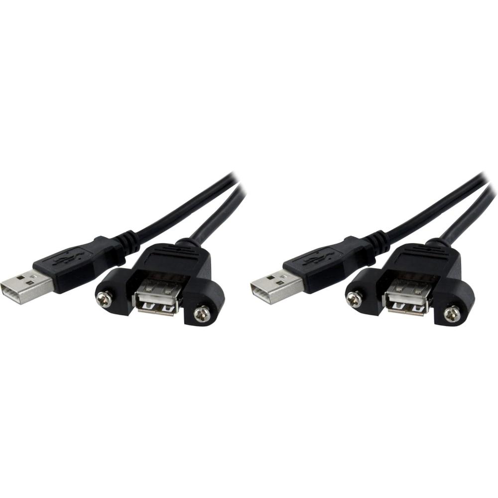 imageStarTechcom 2ft Panel Mount USB AA Cable Black USB 20 Female to Male Adapter Cable Braided for Personal Computer1 Count Pack of 2