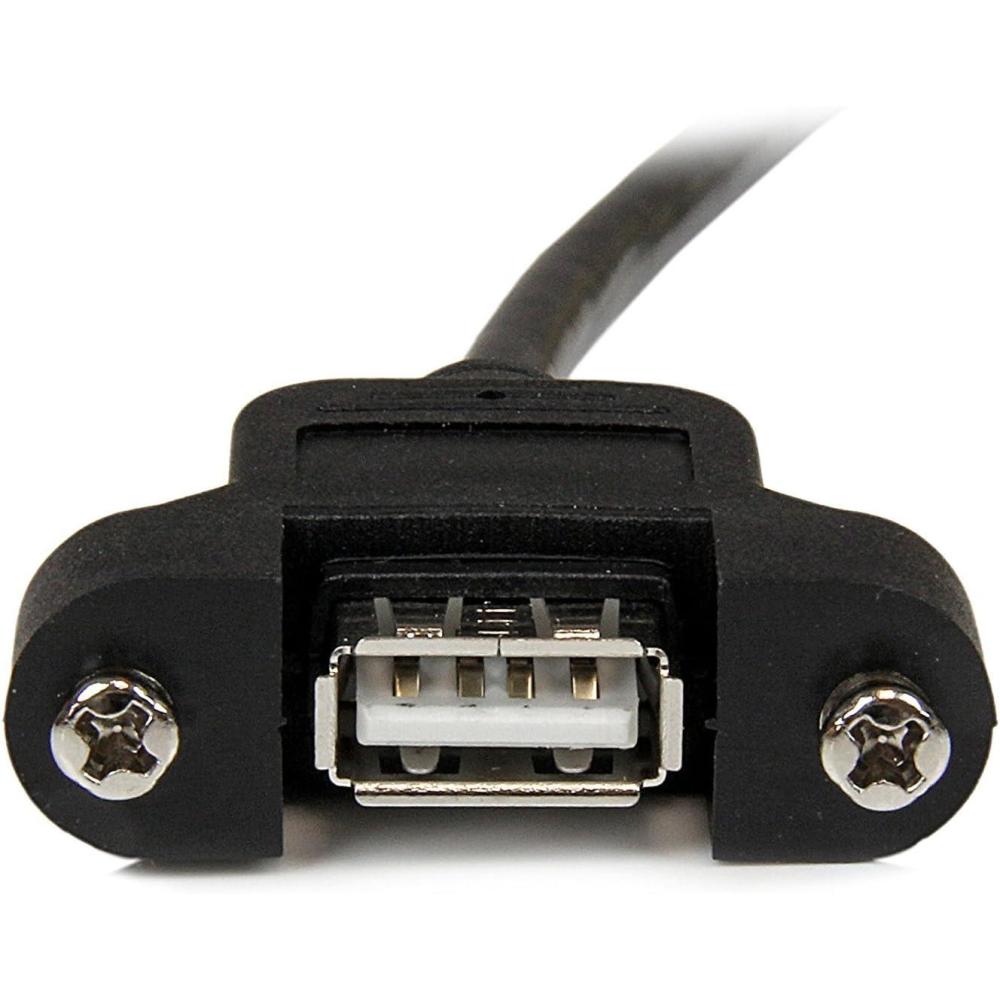 imageStarTechcom 2ft Panel Mount USB AA Cable Black USB 20 Female to Male Adapter Cable Braided for Personal Computer2 ft