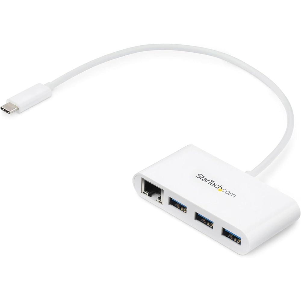 imageStarTechcom 3 Port USB C Hub wGigabit Ethernet USB Type C to 3 x USBA Multi Port USB 30 Hub for MacBook Pro HB30C3A1GEA White