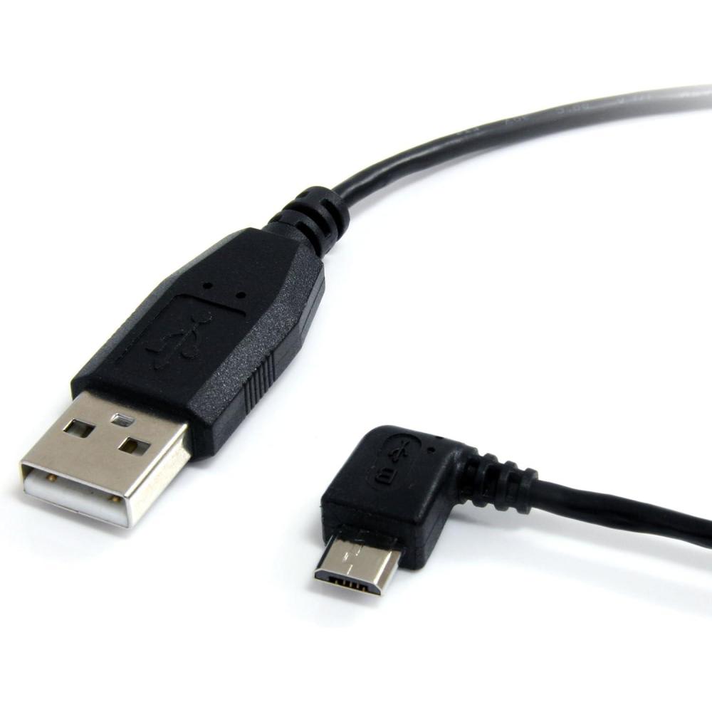 imageStarTechcom 3 ft  91cm Micro USB Cable  A to Left Angle Micro B  USB Type A  90 Degree MicroUSB Type B M  Black UUSBHAUB3LA