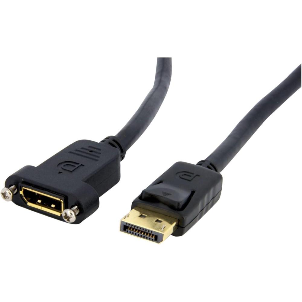 imageStarTechcom 3 ft 09 m Displayport Male to Female Cable  Mounting  Latched Connectors  DisplayPort  DP Monitor Cable DPPNLFM3 BlackNo Power Delivery