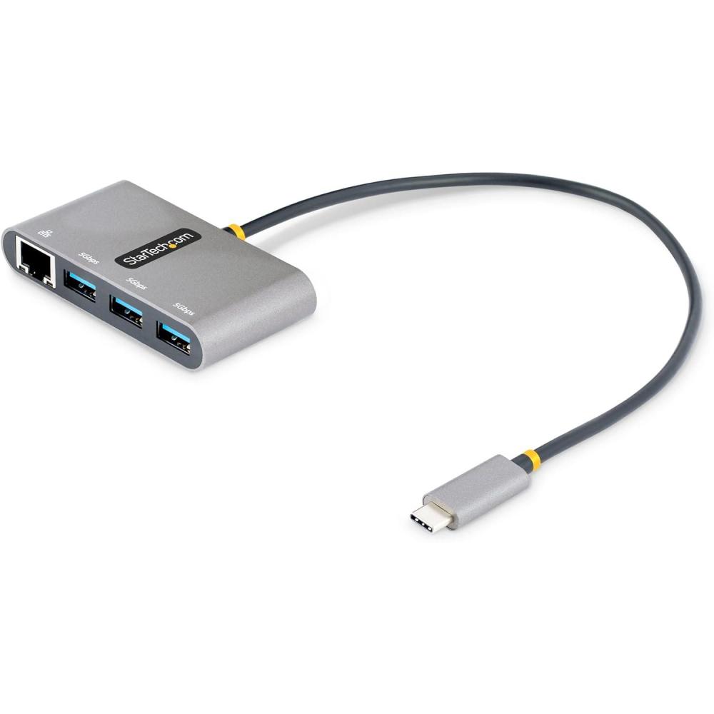 imageStarTechcom 3Port USBC Hub with Ethernet  3X USBA  Gigabit Ethernet  USB 30 5Gbps  BusPowered  1ft30cm Long USB TypeC Host Cable  GbE  Portable USBC to USBA Splitter HB30C3A1GEA2