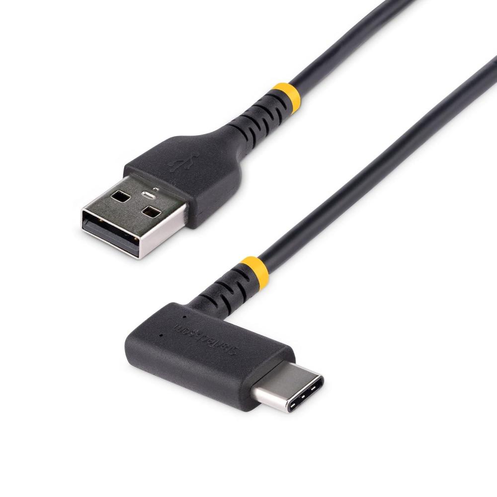 imageStarTechcom 3ft 1m USB A to C Charging Cable Coiled Heavy Duty Fast Charge ampamp Sync USBC Cable USB 20 A to TypeC Cable Rugged Aramid Fiber Durable Male to Male USB Black R2ACC1MUSBCABLEright angle