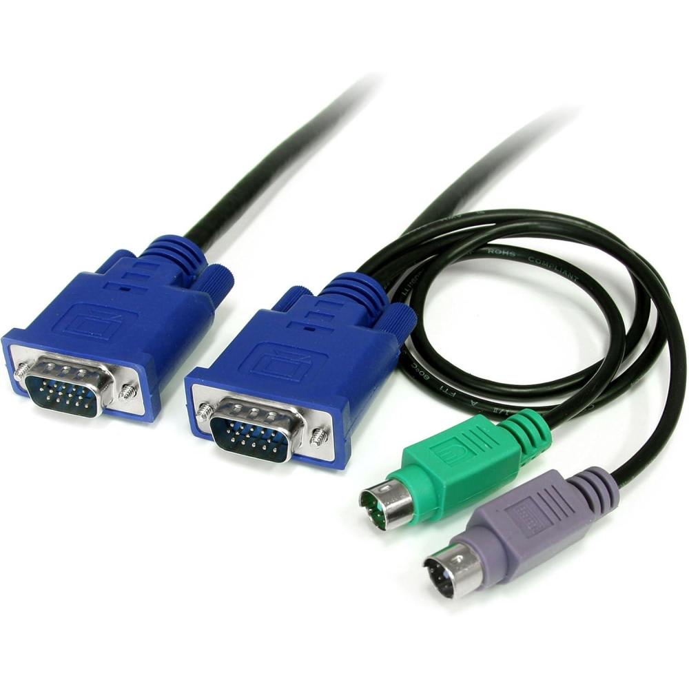 imageStarTechcom 3in1 Ultra Thin PS2 KVM Cable  Keyboard  video  mouse KVM cable  PS2 HD15 VGA M to HD15 VGA M  6 ft SVECON66 ft  2m  VGA