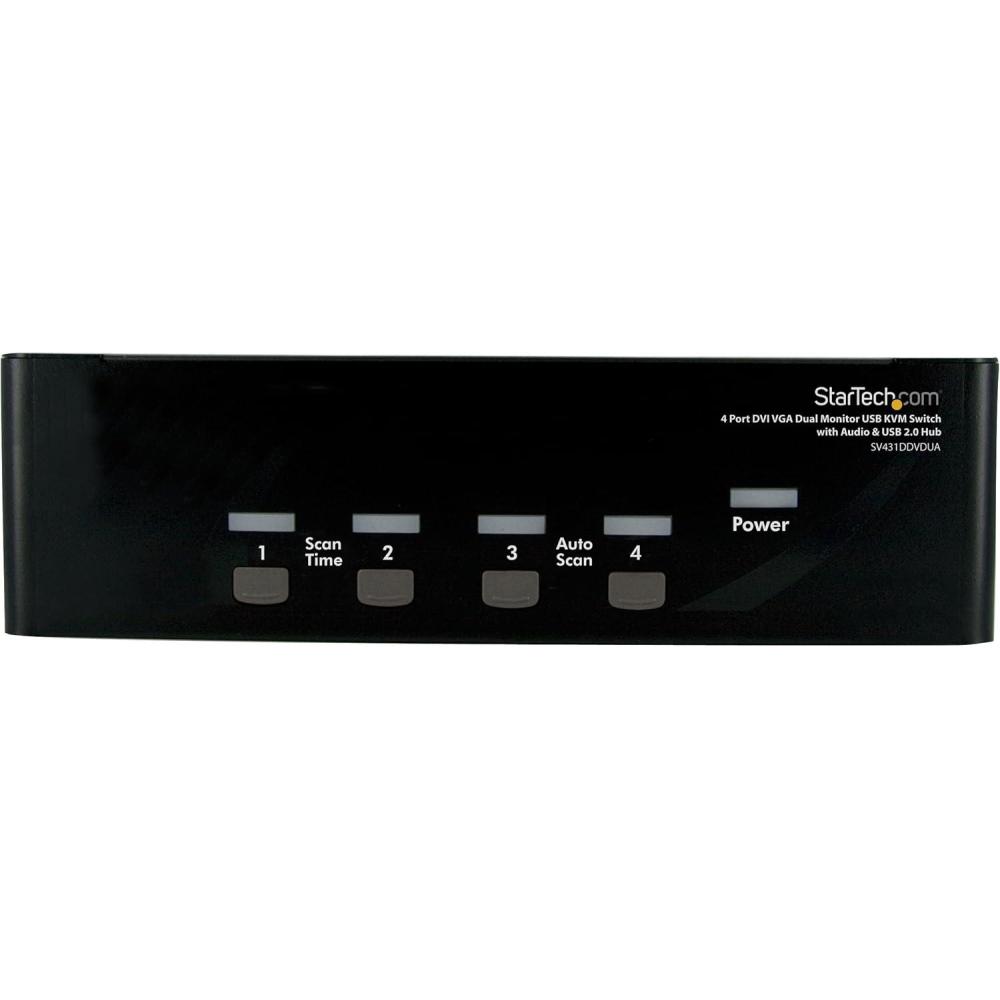 imageStarTechcom 4 Port DVI VGA Dual Monitor KVM Switch USB with Audio and USB 20 Hub TAA SV431DDVDUA4 Port