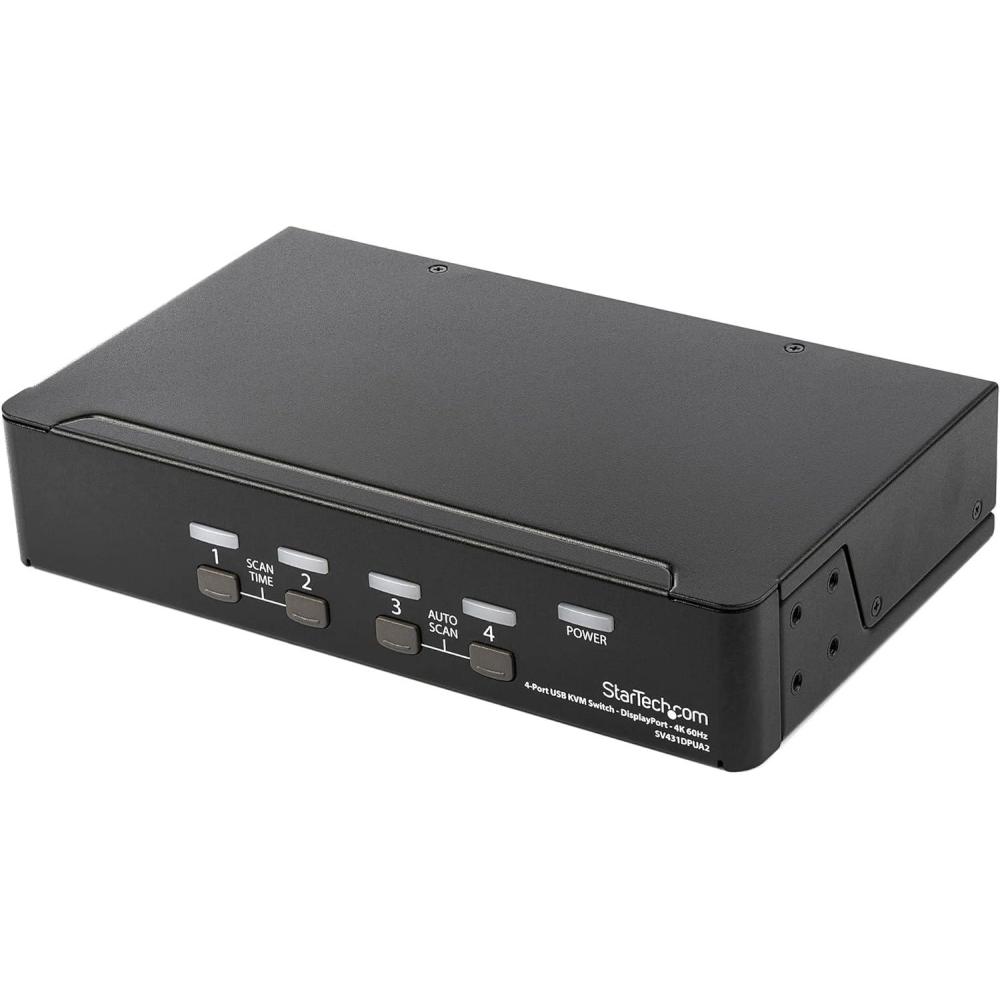 imageStarTechcom 4 Port DisplayPort KVM Switch  4K 60Hz  Single Display  Dual Port UHD DP 12 USB KVM Switch with Integrated USB 20 Hub ampamp Audio  Dell HP Apple Lenovo  TAA Compliant SV431DPUA2Single Monitor 4K60