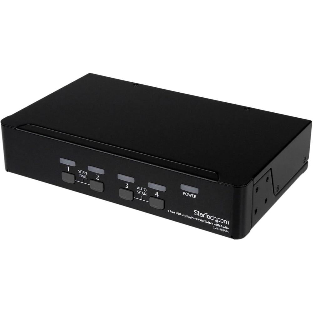 imageStarTechcom 4 Port DisplayPort KVM Switch  4K 60Hz  Single Display  Dual Port UHD DP 12 USB KVM Switch with Integrated USB 20 Hub ampamp Audio  Dell HP Apple Lenovo  TAA Compliant SV431DPUA2Single Monitor  Audio