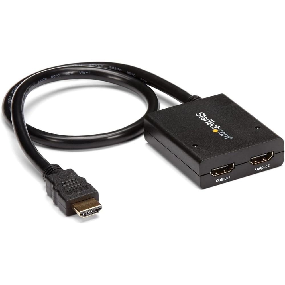imageStarTechcom 4K HDMI Splitter 1 In 2 Out  4K 30Hz HDMI 14 2 Port Video Splitter Box with high speed HDMI cable USB power cable  Black ST122HD4KU4K 30Hz