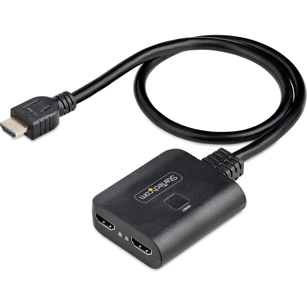 imageStarTechcom 4K HDMI Splitter 1 In 2 Out  4K 30Hz HDMI 14 2 Port Video Splitter Box with high speed HDMI cable USB power cable  Black ST122HD4KU4K 60Hz