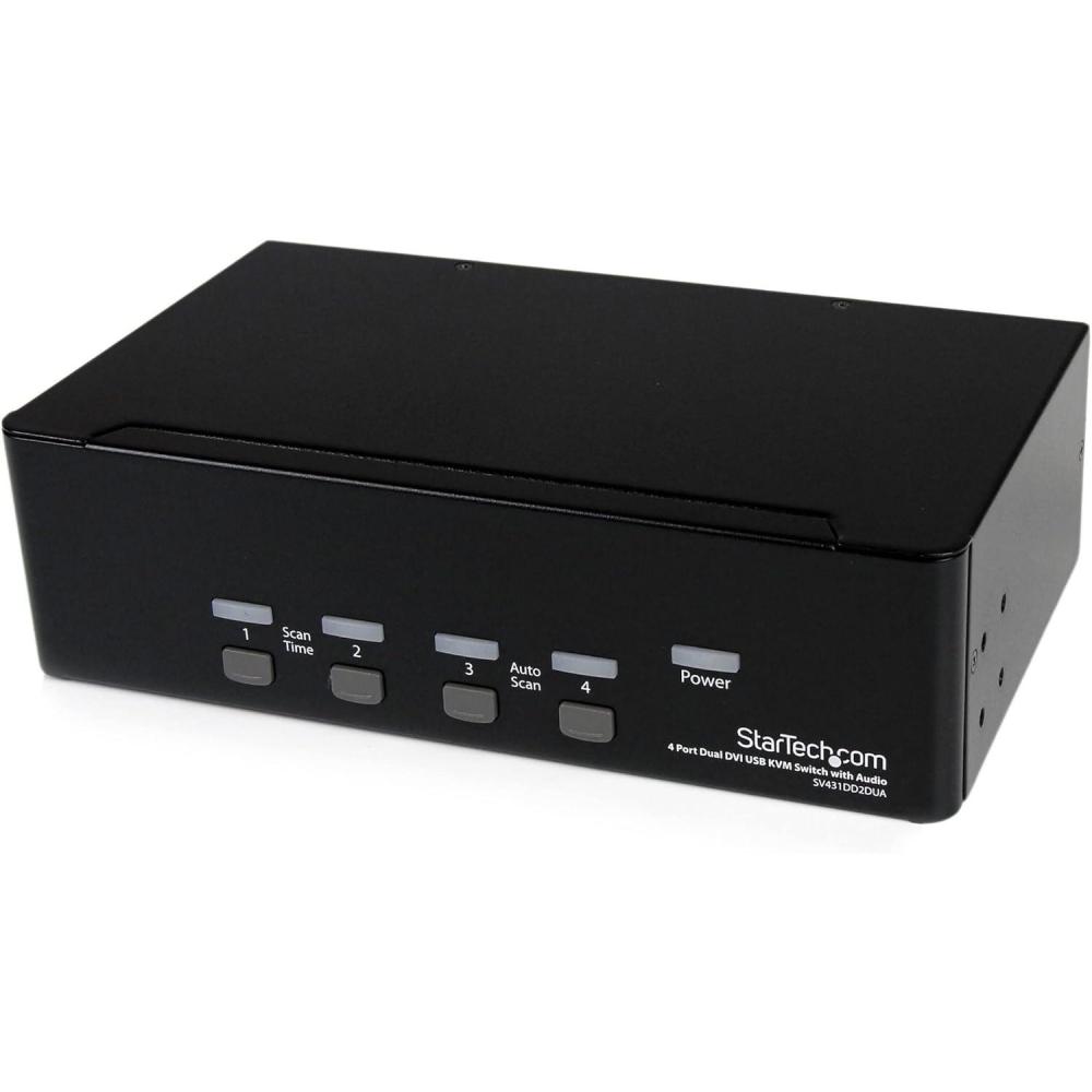 imageStarTechcom 4Port Dual KVM Switch with Audio for DVI Computers  Builtin USB Hub TAA SV431DD2DUAAudio  USB 20 Hub