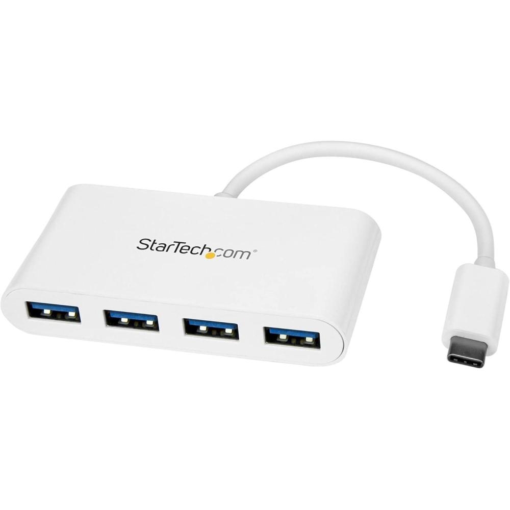 imageStarTechcom 4Port USBC Hub  5Gbps  Bus Powered  USB C to 4x USBA Hub w Optional Auxiliary Power Input  Portable DesktopLaptop USB Hub  1ft 30cm Cable  USB Expansion Hub 5G4ABUSBCHUBWhite