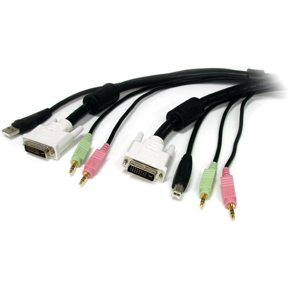 imageStarTechcom 4in1 USB DVI KVM Cable  Keyboard  video  mouse  audio extender  4 pin USB Type A miniphone stereo 35 mm  DVII USBDVI4N1A1010 ft  DVII