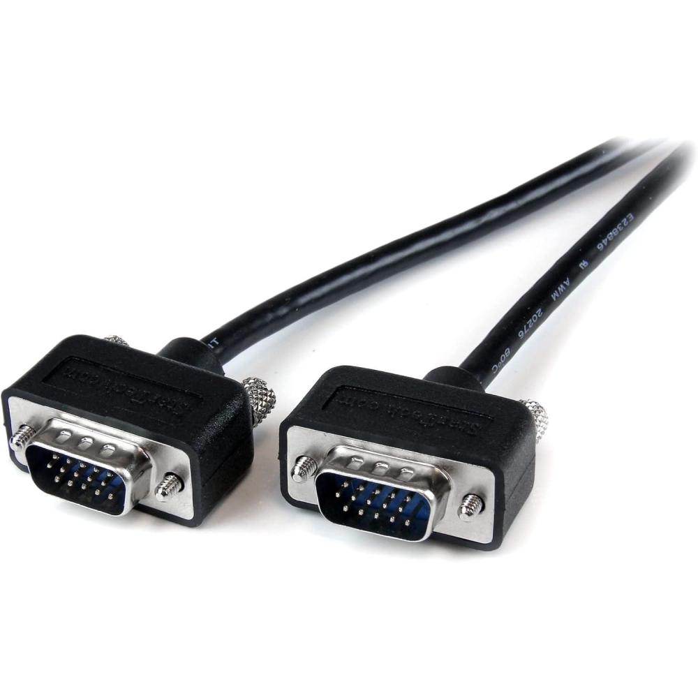 imageStarTechcom 6 ft 18 m VGA to VGA Cable  HD15 Male to HD15 Male  Coaxial High Resolution  Low Profile  VGA Monitor Cable MXT101MMLP6Black10 ft