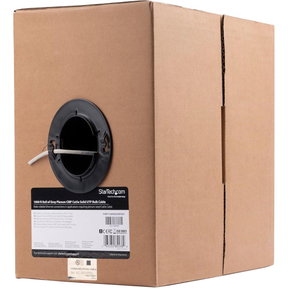 imageStarTechcom Bulk Cat 5e Ethernet Cable  1000 ft 3048m  Solid  CMRRated  White  TAA CompliantGray