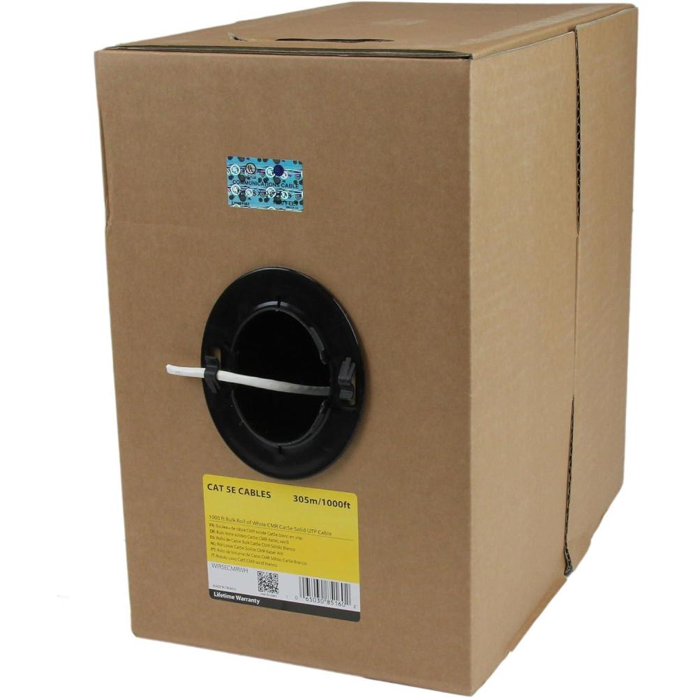 imageStarTechcom Bulk Cat 5e Ethernet Cable  1000 ft 3048m  Solid  CMRRated  White  TAA CompliantWhite