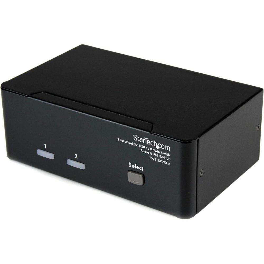 imageStarTechcom DVI KVM Switch with Audio ampamp USB 20 Hub  2Port USB KVM Switch  1920 x 1200  Dual Monitor KVM Switch  TAA SV231DD2DUAAudio  USB 20 Hub