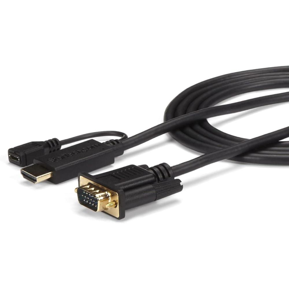 imageStarTechcom HDMI to VGA Adapter  1920x1080  HDMI Converter with Audio Output  VGA to HDMI Monitor Adapter HD2VGAA2BlackHDMI to VGA Cable  6ft  2m