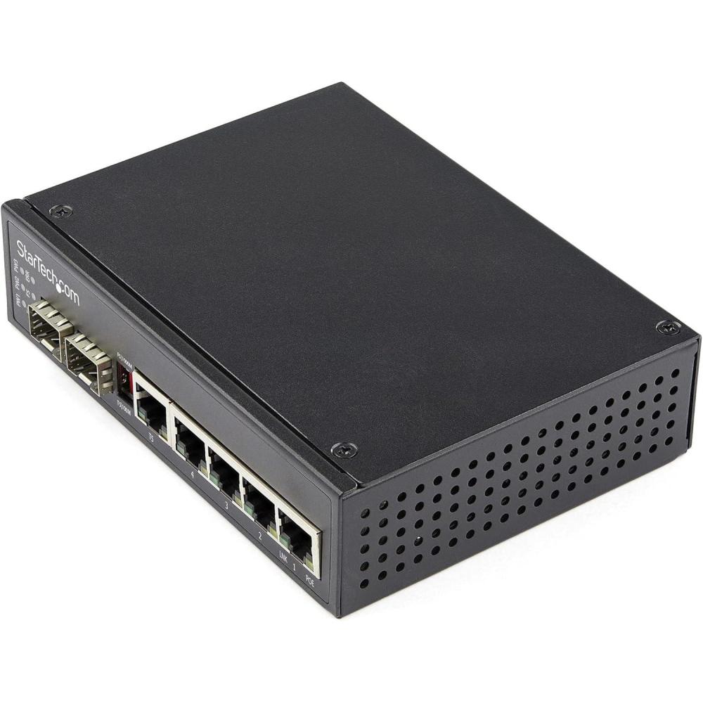 imageStarTechcom Industrial 6 Port Gigabit Ethernet Switch 4 PoE RJ45 2 SFP Slots 30W PoE 48VDC 101001000 Power Over Ethernet LAN Switch 40C to 75C with DIN ConnectorMountable TAA IES1G52UPDIN