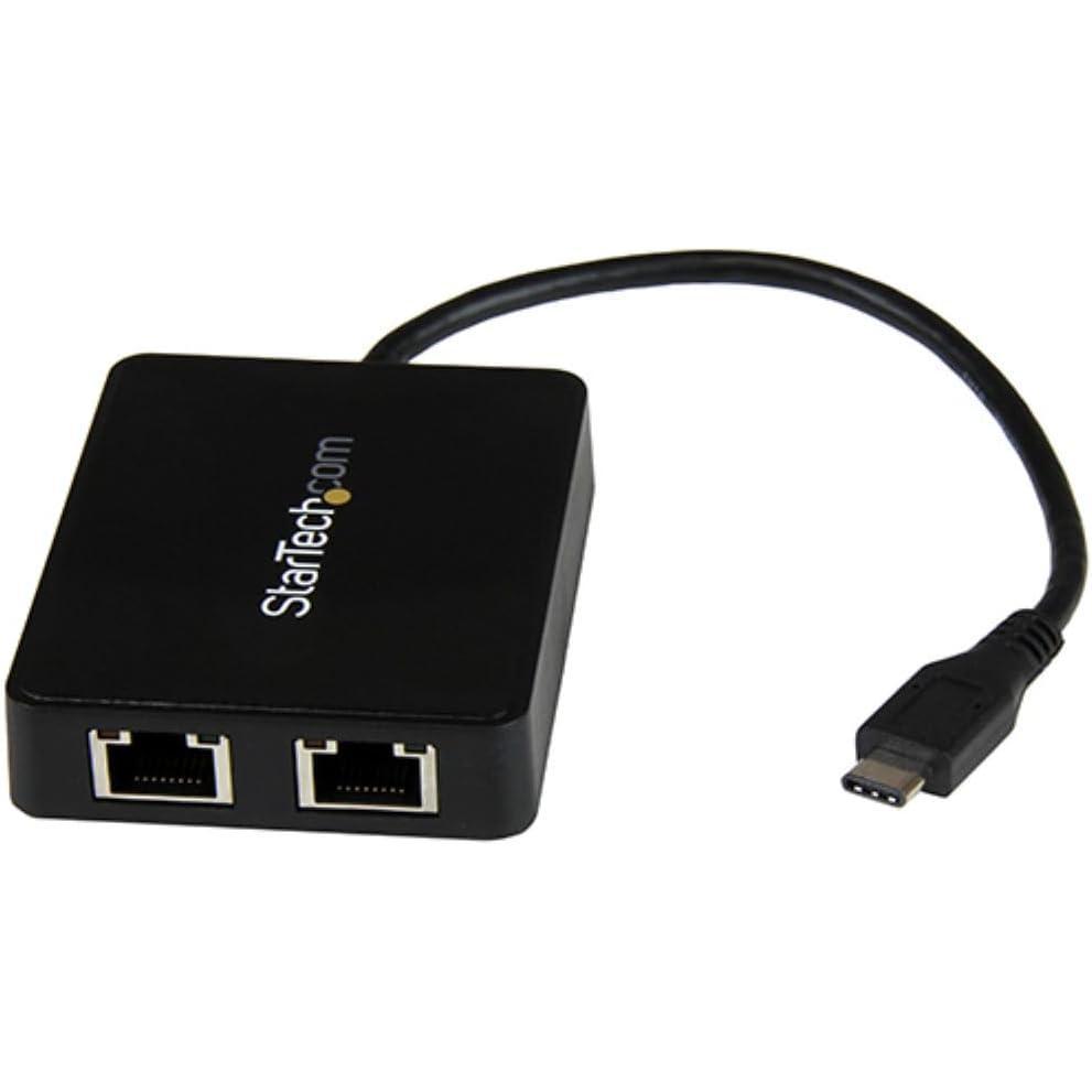 imageStarTechcom USB C to Dual Port Gigabit Ethernet Adapter with USB 30 TypeA Port  USB TypeC Gigabit Network Adapter  Black