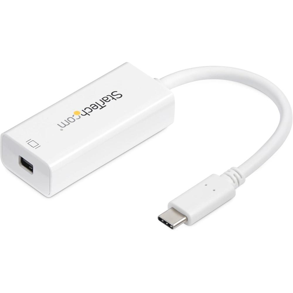 imageStarTechcom USB C to Mini DisplayPort Adapter 4K 60Hz USB Type C to mDPMini DP Monitor Video Converter Dongle Thunderbolt 3 Compatible 12quot Attached Cable Upgraded Version of CDP2MDP CDP2MDPECWhite