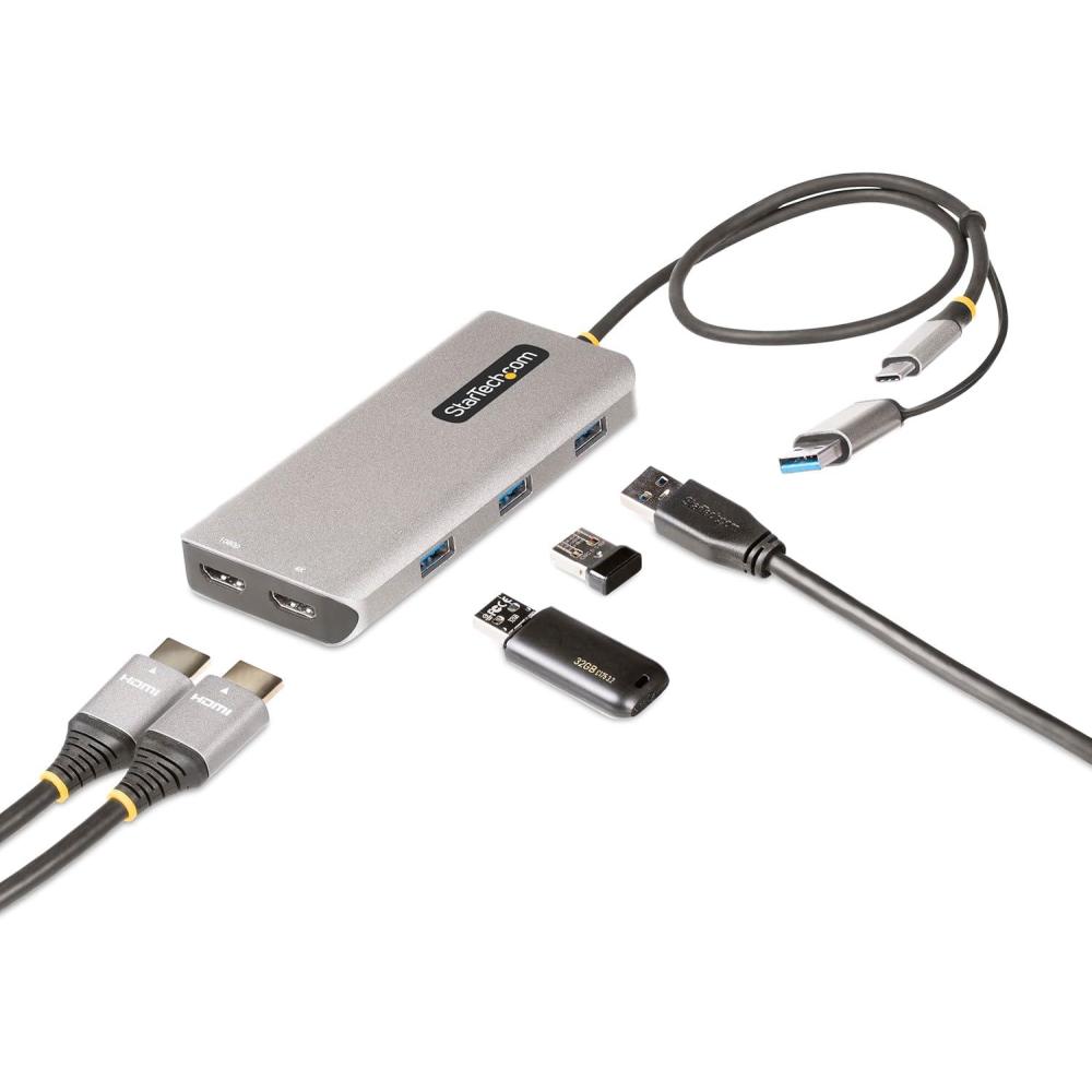 imageStarTechcom USBC to DualHDMI Adapter USBCA to 2X HDMI Converter 4K 60Hz 100W PD PassThrough WinMac TAA2 x HDMI  3port hub