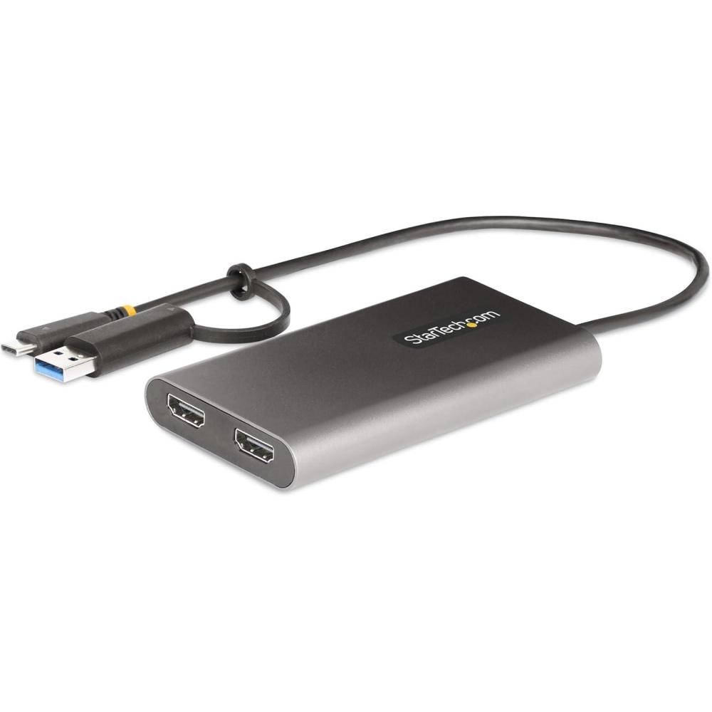 imageStarTechcom USBC to DualHDMI Adapter USBCA to 2X HDMI Converter 4K 60Hz 100W PD PassThrough WinMac TAA2 x HDMI  PD passthru