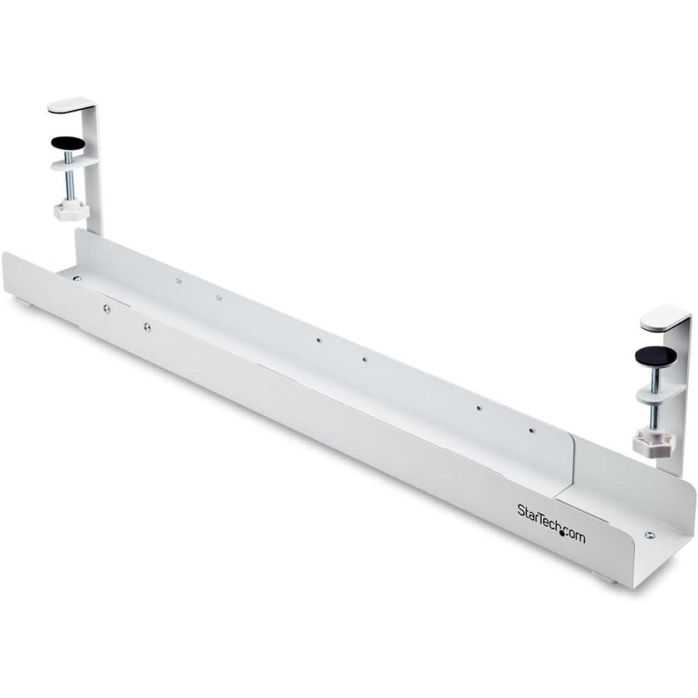 imageStarTechcom Under Desk Cable Management Tray Length Adjustable ClampOn Installation No Drilling Required BlackWhite