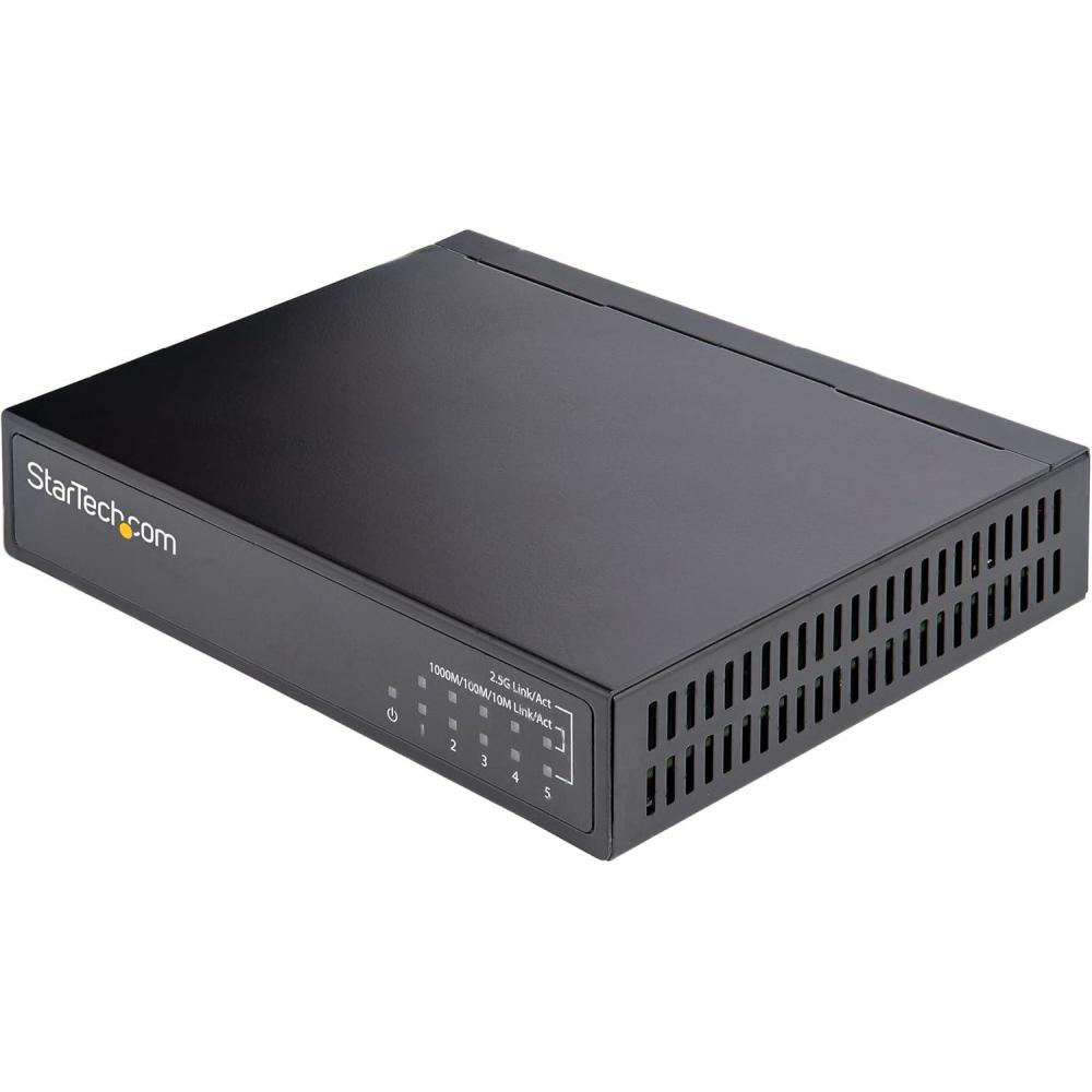 imageStarTechcom Unmanaged 25G Switch  5 Port Gigabit Switch  25GBASET Unmanaged Switch  Network Switch  Desk or Wall Mount  Backwards Compatible with 101001000Mbps Devices  9K Jumbo DS52000