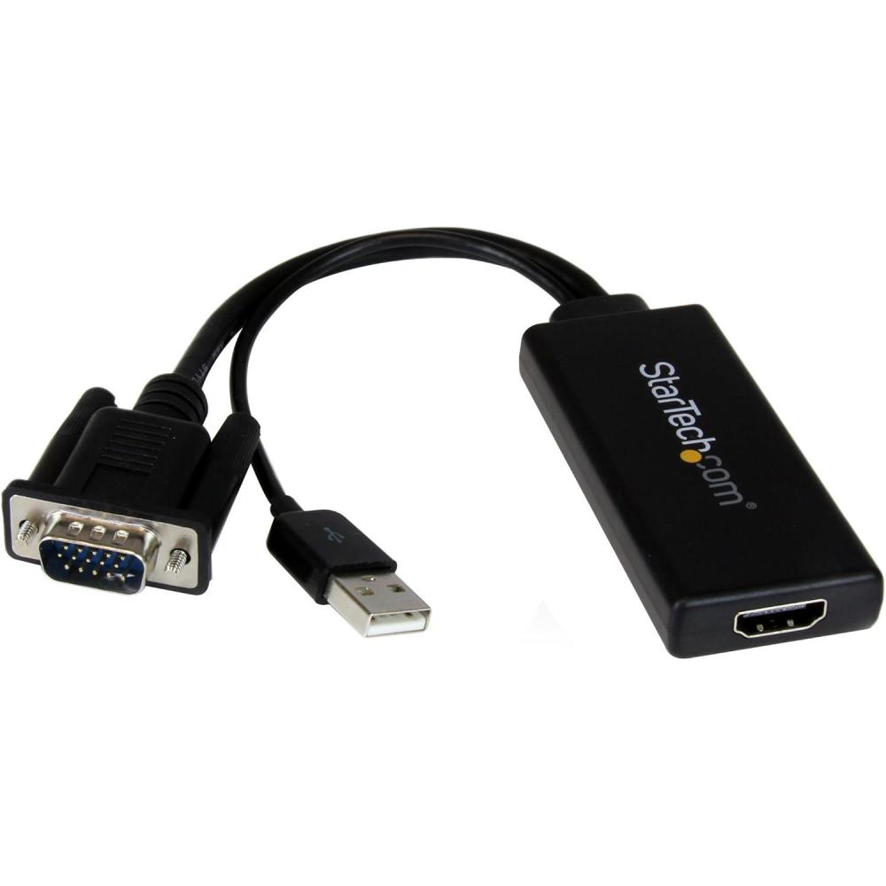 imageStarTechcom VGA to HDMI Adapter with USB Audio  VGA to HDMI Converter for Your Laptop  PC to HDTV  AV to HDMI Connector VGA2HDU BlackAdapter