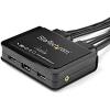 StarTech.com 2 Port HDMI KVM Switch – 4K 60Hz – Compact Dual Port UHD/Ultra HD USB Desktop KVM Switch w/Integrated 4ft Cables & Audio – Bus Powered & Remote Switching – MacBook ThinkPad (SV211HDUA4K)