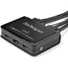 StarTech.com 2 Port HDMI KVM Switch – 4K 60Hz – Compact Dual Port UHD/Ultra HD USB Desktop KVM Switch w/Integrated 4ft Cables & Audio – Bus Powered & Remote Switching – MacBook ThinkPad (SV211HDUA4K)